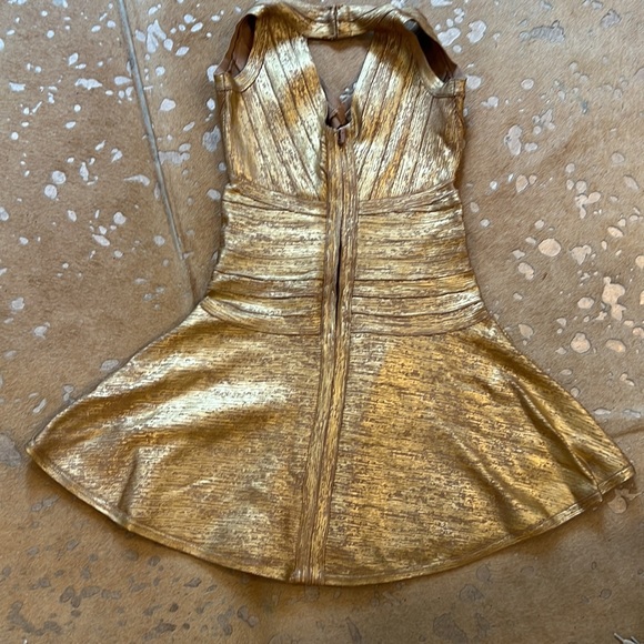 DIVINE HERVE LEGERE GOLD STRETCH MINI DRESS - Picture 5 of 8